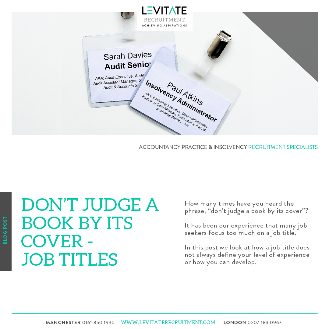 Don’t judge a book by its cover – are you letting a Job Title hold back your career?