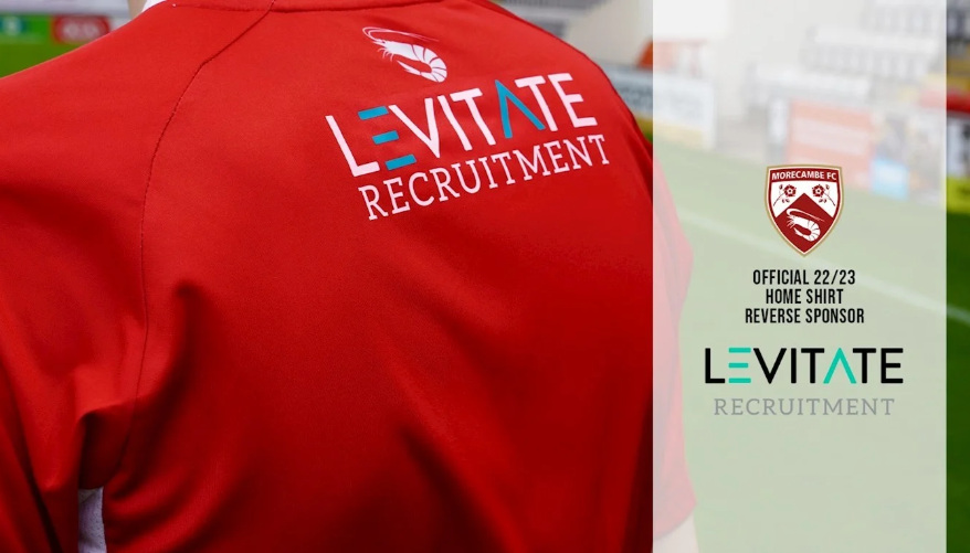 Levitate Recruitment become back of home shirt partner for Morecambe FC